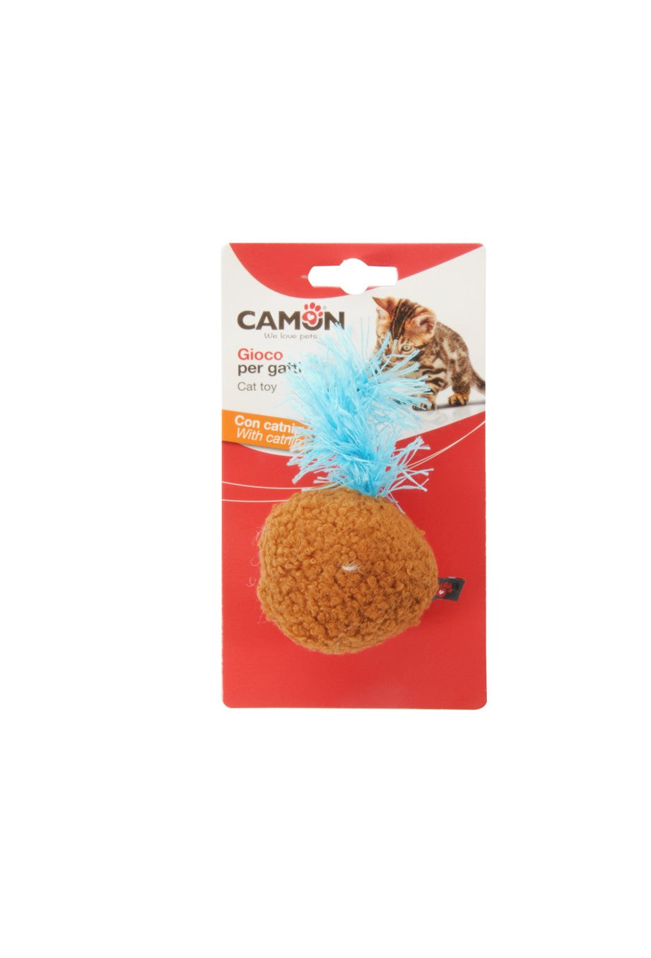 Gioco Camon per gatti pallina in poliestere con piuma e catnip 12 cm, colore assortito Gioco Camon per gatti pallina in poliestere con piuma e catnip 12 cm, colore assortito